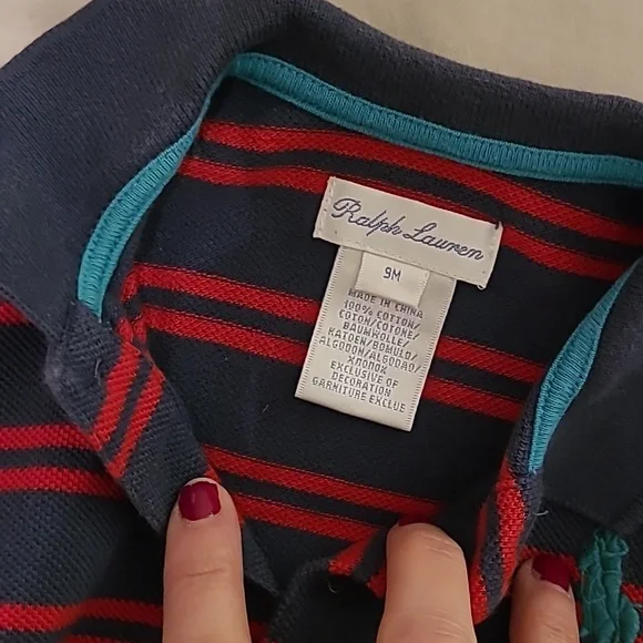 Ralph Lauren Red And Blue Striped Shortall - Picture 5 of 5